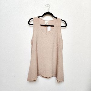 🔹 Like New! ARTISTIC WORKS By LU Women's Size Large Beige Flowy V-neck Tank Top